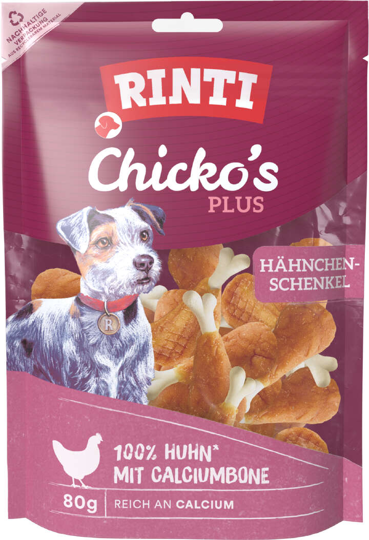 RINTI Hundeleckerlis Chicko Plus Hähnchenschenkel mit Calcium